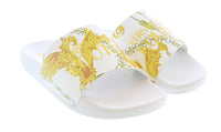 Versace Jeans Couture White/Gold Ladies Signature Pattern Pool Slide