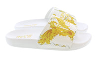 Versace Jeans Couture White/Gold Ladies Signature Pattern Pool Slide
