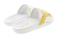 Versace Jeans Couture White/Gold Ladies Signature Pattern Pool Slide