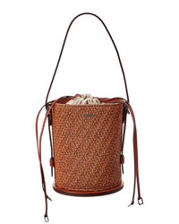 Max Mara Logo Plaque Leather-Trim Bucket Bag Orange ONE SIZE