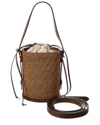 Max Mara Logo Plaque Leather-Trim Bucket Bag