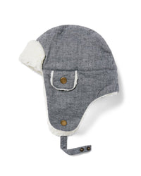 Janie And Jack Herringbone Trapper Hat Grey Multi