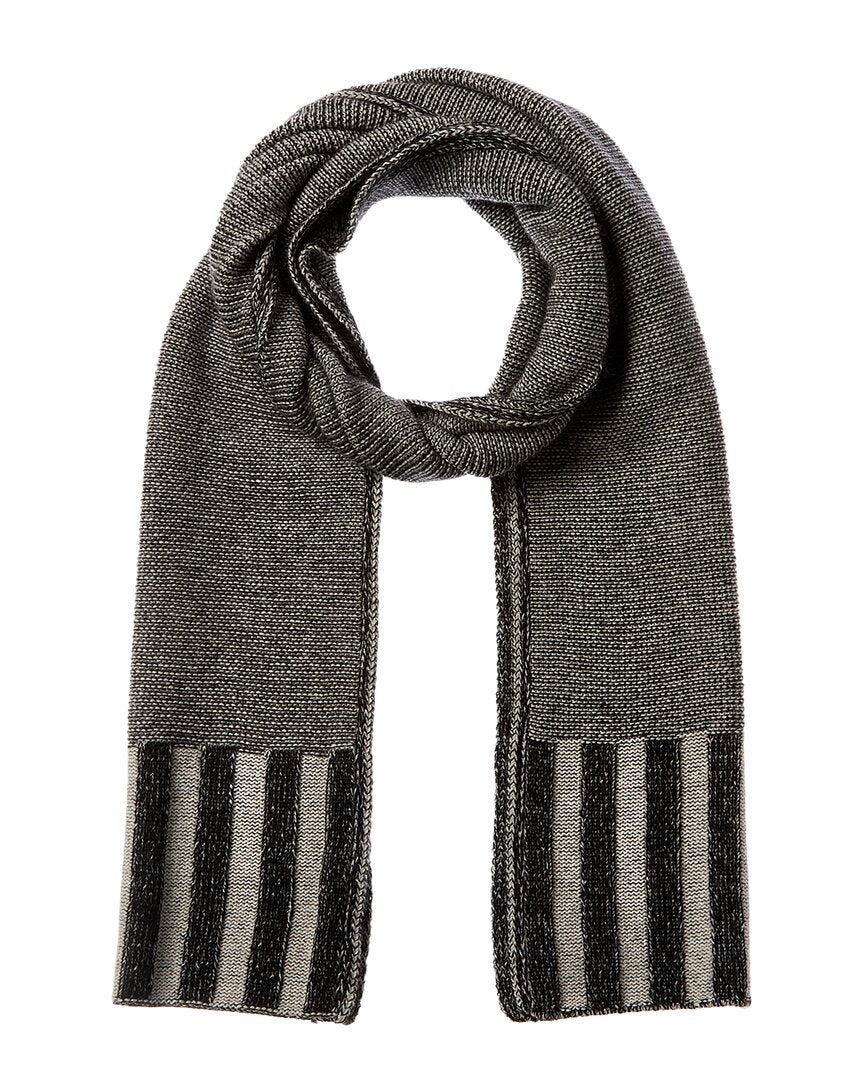 Forte Cashmere Plaited Garter Rib Trim Cashmere Scarf Black