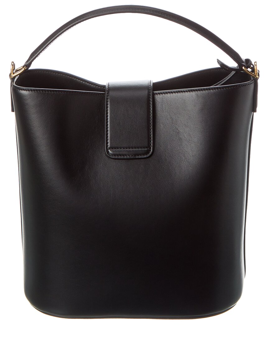 Celine Louise Medium Leather Bucket Bag, Black
