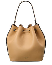 Valentino Rockstud Grainy Leather Bucket Bag