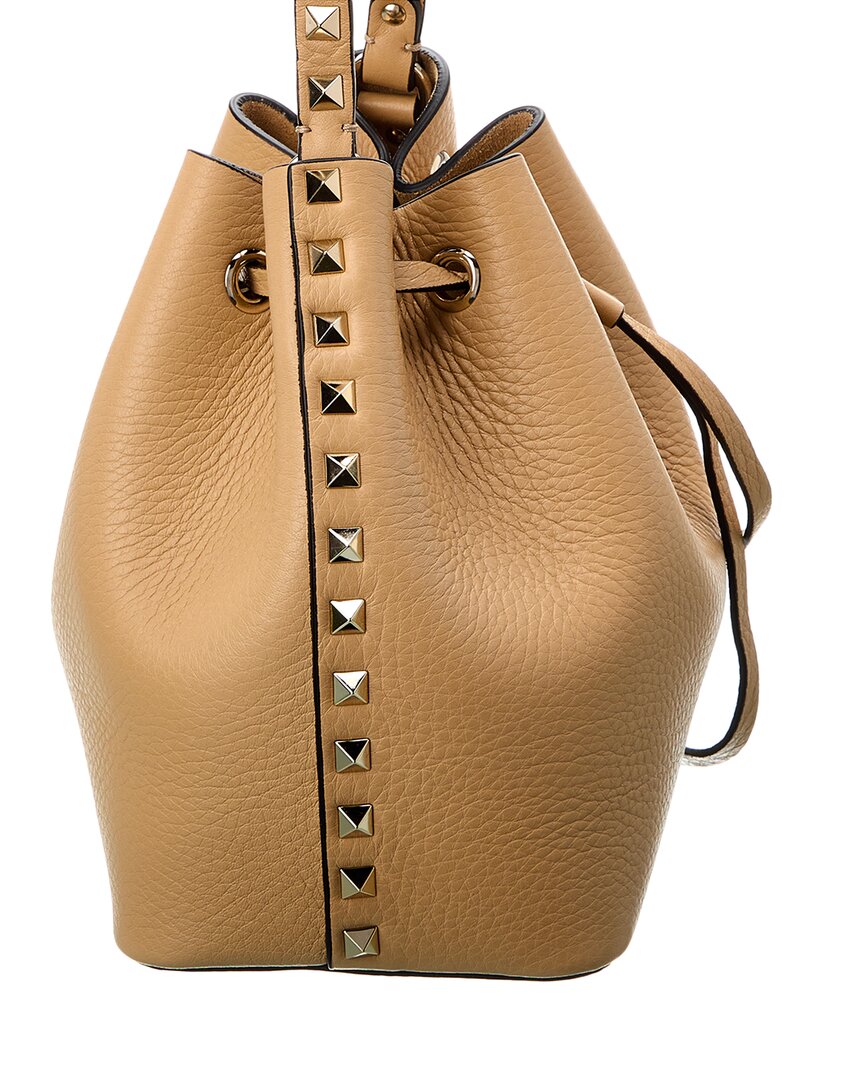 Valentino Rockstud Grainy Leather Bucket Bag