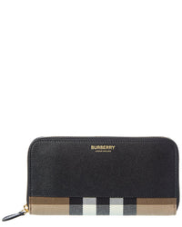 Burberry Burberry Check Canvas & Leather Zip Around Wallet