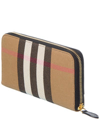 Burberry Burberry Check Canvas & Leather Zip Around Wallet