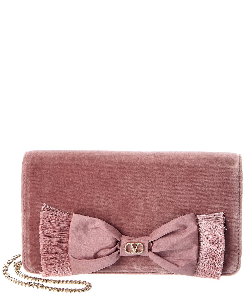 Valentino Vlogo Signature Velvet Clutch