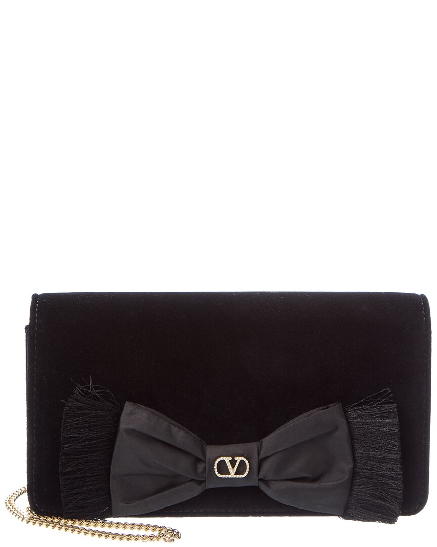 Valentino Vlogo Signature Mini Velvet Wallet On Chain