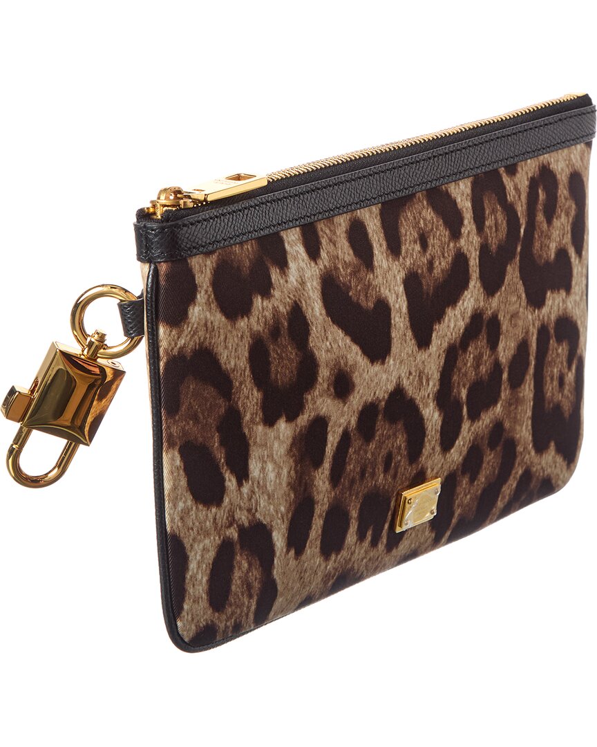 Dolce & Gabbana Satin & Leather Pouch