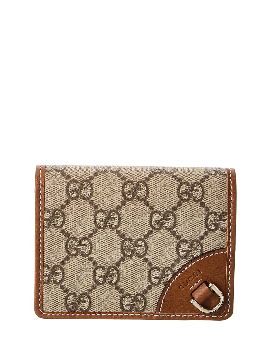 Gucci Gg Emblem Gg Supreme Canvas & Leather Wallet ONE SIZE Brown Multi