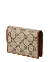 Gucci Gg Emblem Gg Supreme Canvas & Leather Wallet