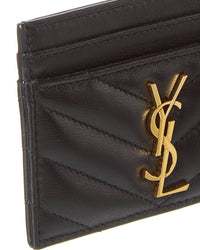 Saint Laurent Monogram Matelasse Lambskin Leather Card Holder
