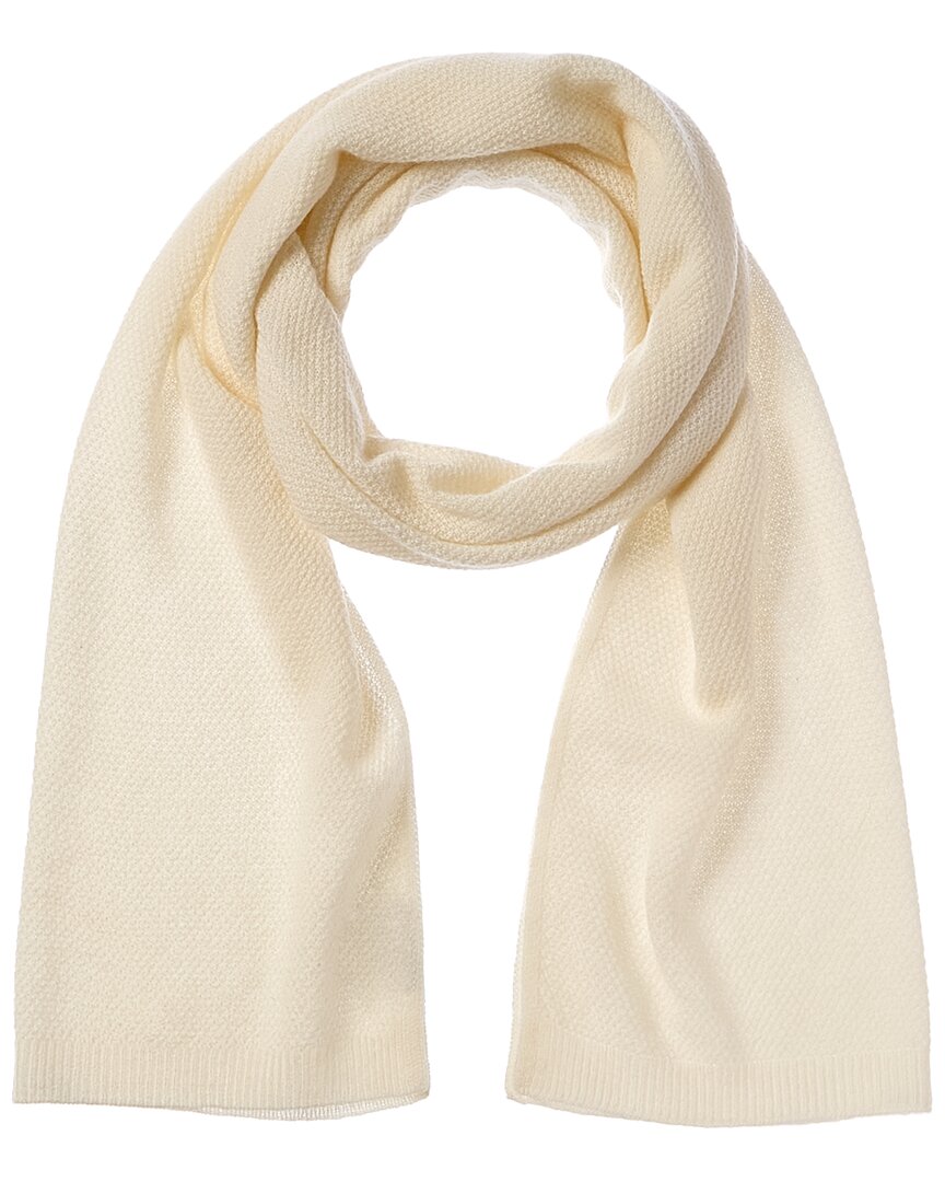 Phenix Lightweight Moss Stitch Cashmere Scarf White