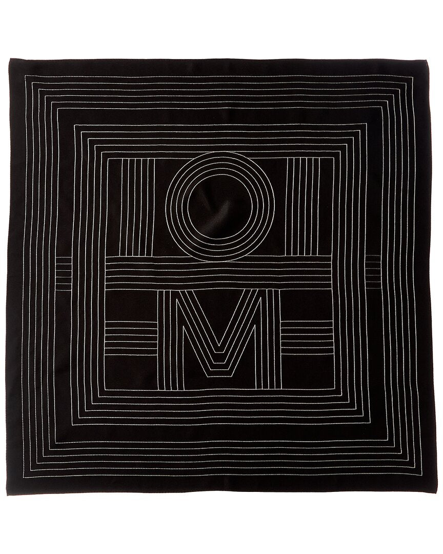 Toteme Striped Embroidered Silk Scarf Black