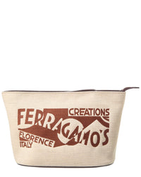 Ferragamo Canvas & Leather Pouch White ONE SIZE