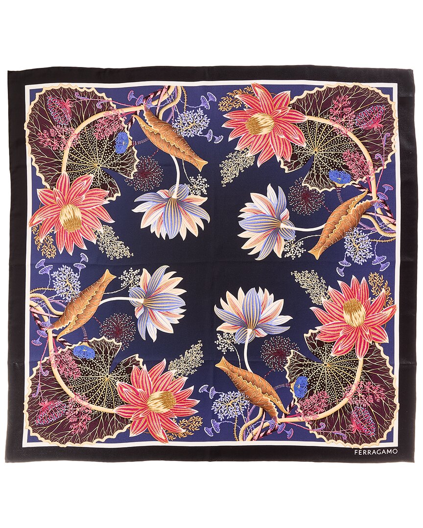 Ferragamo Ferragamo Water Lilies Print Silk Scarf