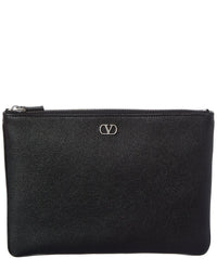 Valentino Valentino Vlogo Signature Leather Pouch