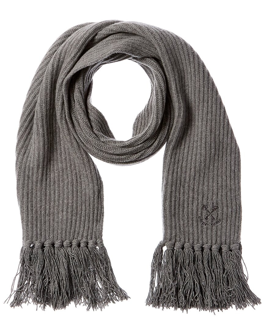Golden Goose Ribbed Knit Wool Scarf One Size Grey Multi