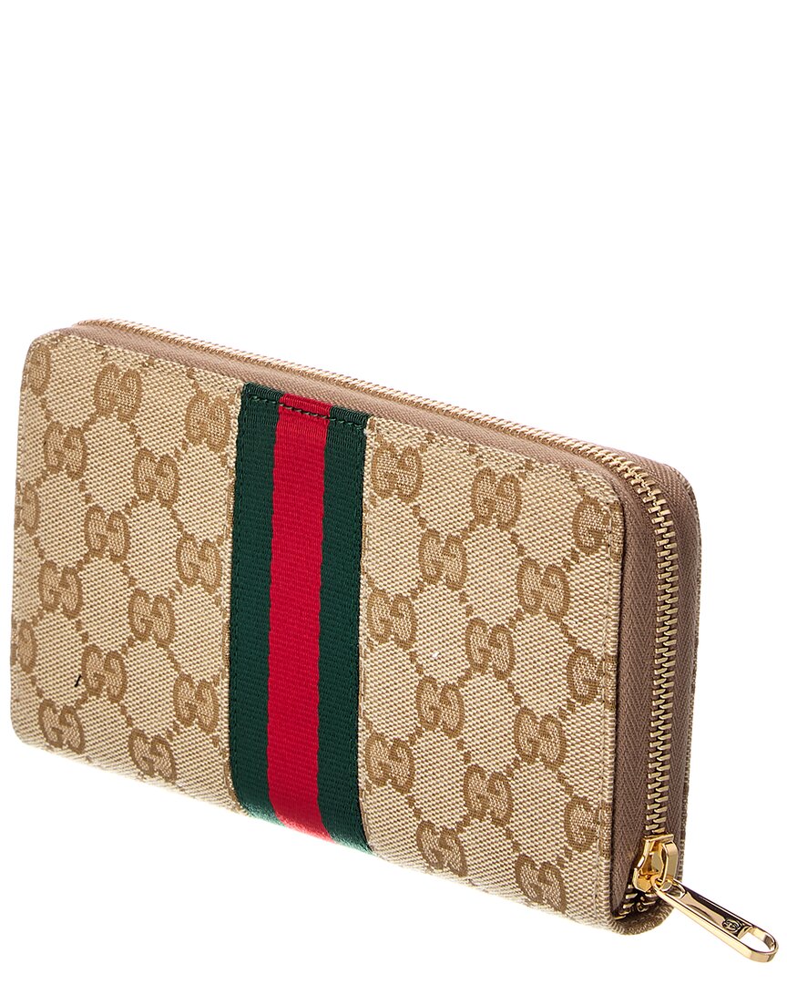 Gucci Gucci Horsebit Web Gg Canvas Zip Around Wallet
