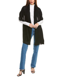 Amicale Cashmere Fringe Jersey Cashmere Travel Wrap Black
