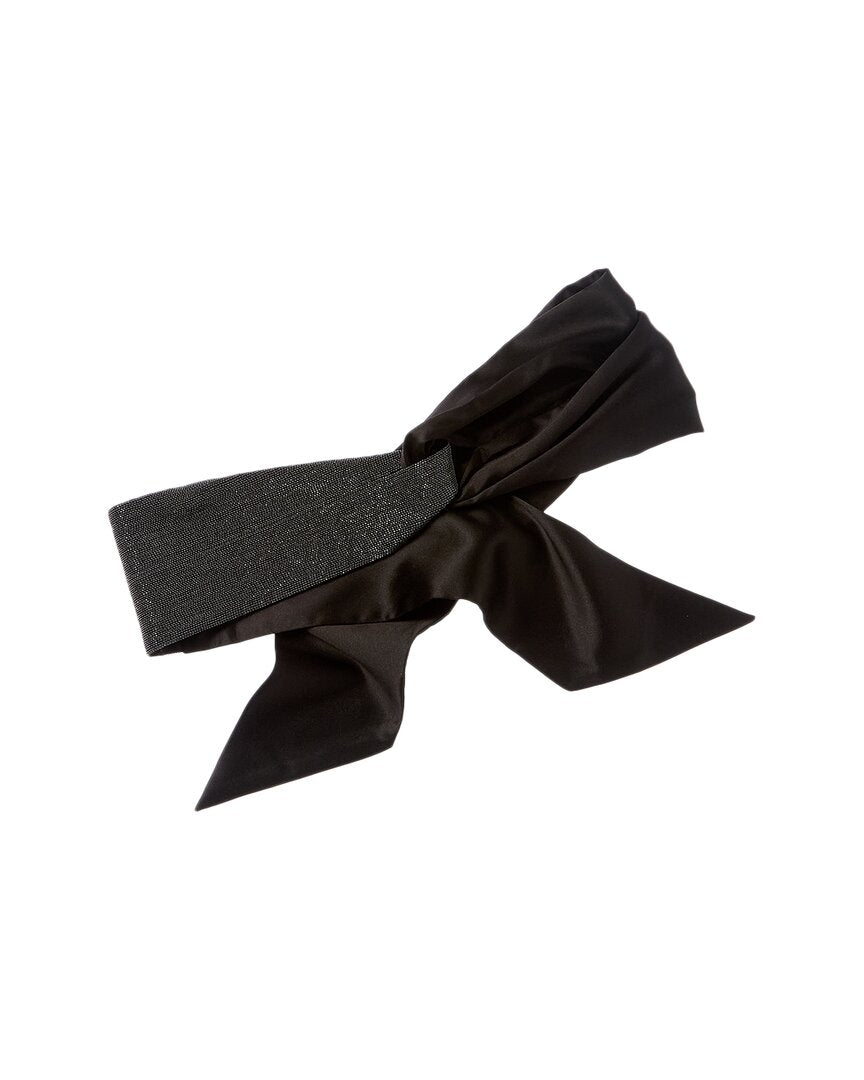 Brunello Cucinelli Monili Bead Silk Head Scarf Black