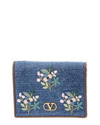 Valentino Valentino Vlogo Signature Denim Card Case