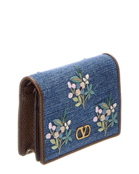Valentino Valentino Vlogo Signature Denim Card Case