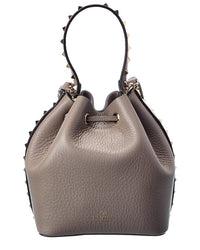 Valentino Rockstud Grainy Leather Bucket Bag