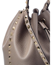 Valentino Rockstud Grainy Leather Bucket Bag