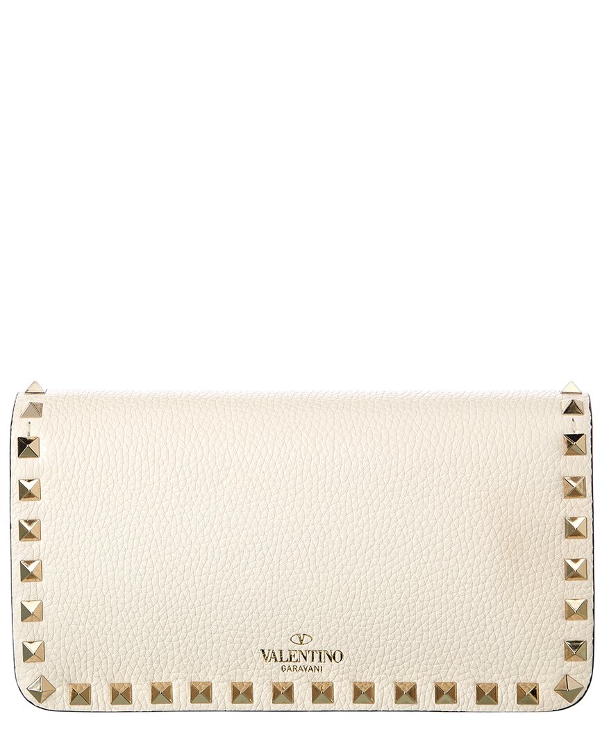 Valentino Rockstud Grainy Leather Wallet On Chain