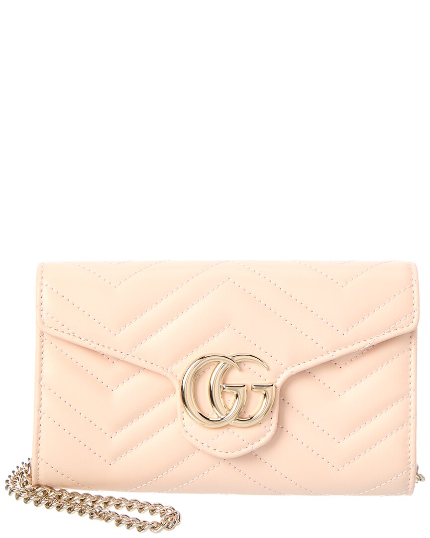 Gucci Gucci Gg Marmount Leather Wallet On A Chain