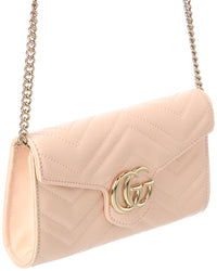 Gucci Gucci Gg Marmount Leather Wallet On A Chain