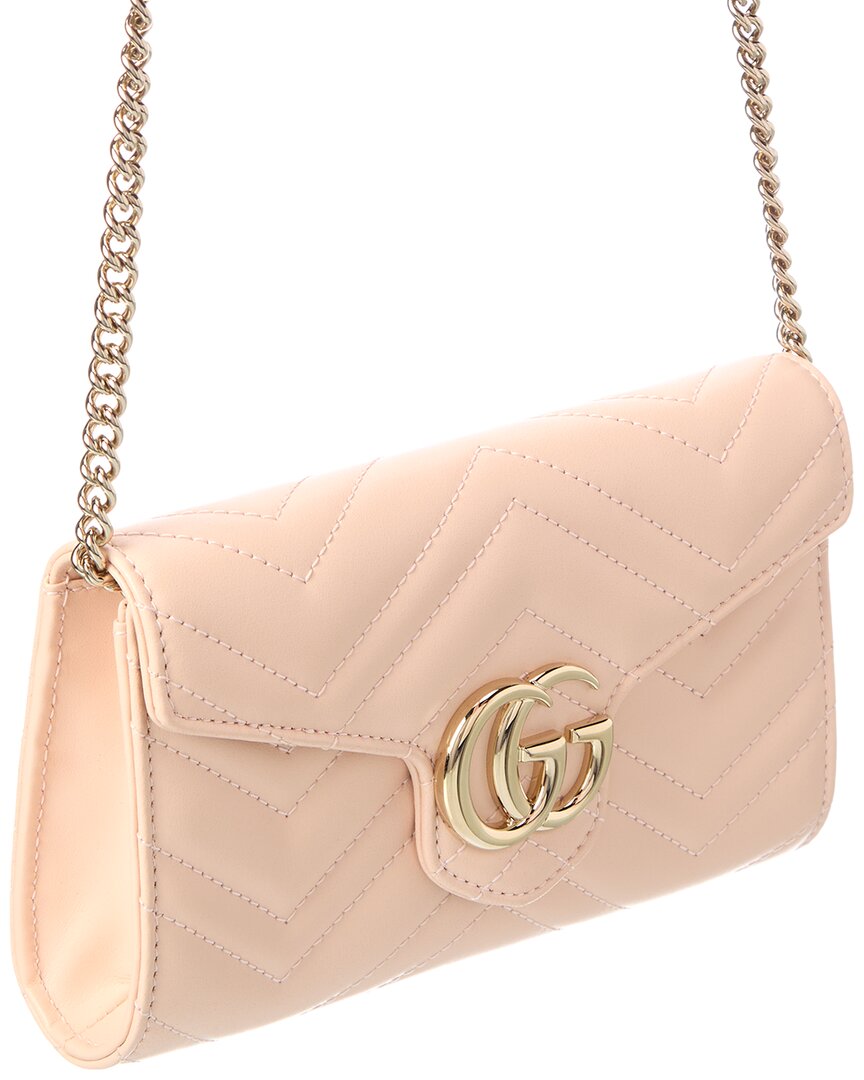 Gucci Gucci Gg Marmount Leather Wallet On A Chain