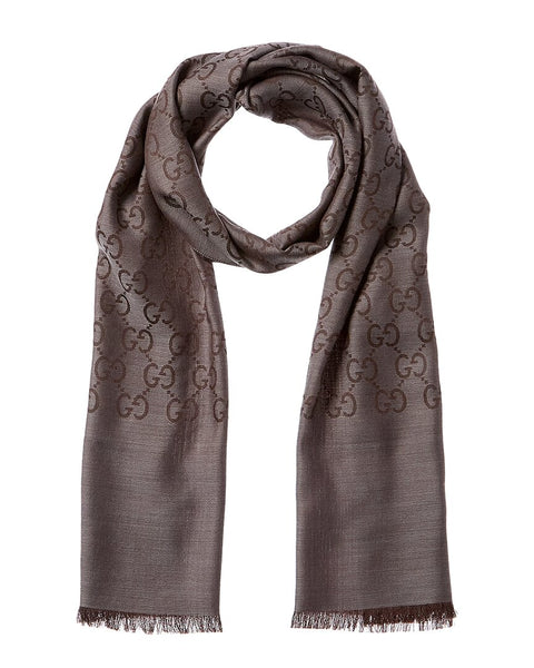 Gucci Logo Small Jacquard Wool & Silk-Blend Scarf – Bluefly