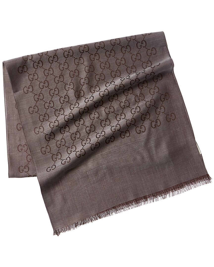 Gucci Logo Small Jacquard Wool & Silk-Blend Scarf – Bluefly