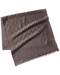 Gucci Logo Small Jacquard Wool & Silk-Blend Scarf