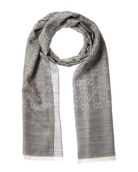 Gucci Logo Small Jacquard Wool & Silk-Blend Scarf