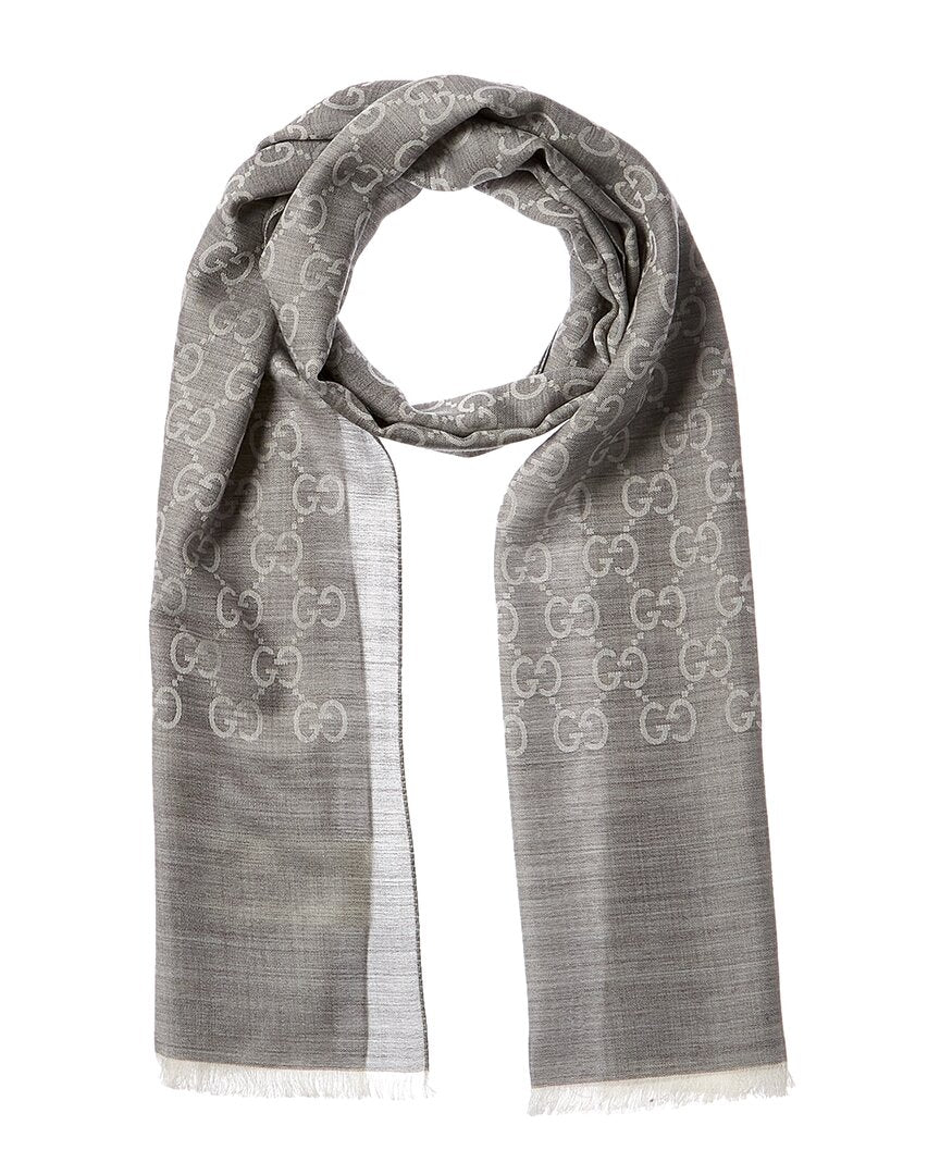 Gucci Logo Small Jacquard Wool & Silk-Blend Scarf