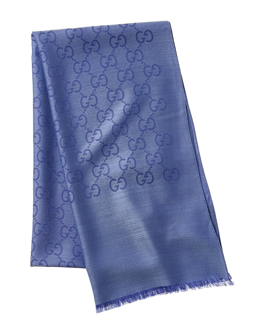 Gucci Gucci Logo Jacquard Wool & Silk-Blend Scarf
