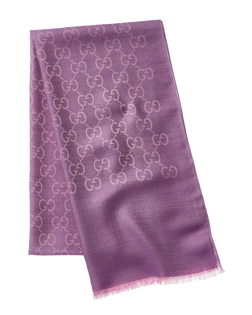 Gucci Logo Small Jacquard Wool & Silk-Blend Scarf