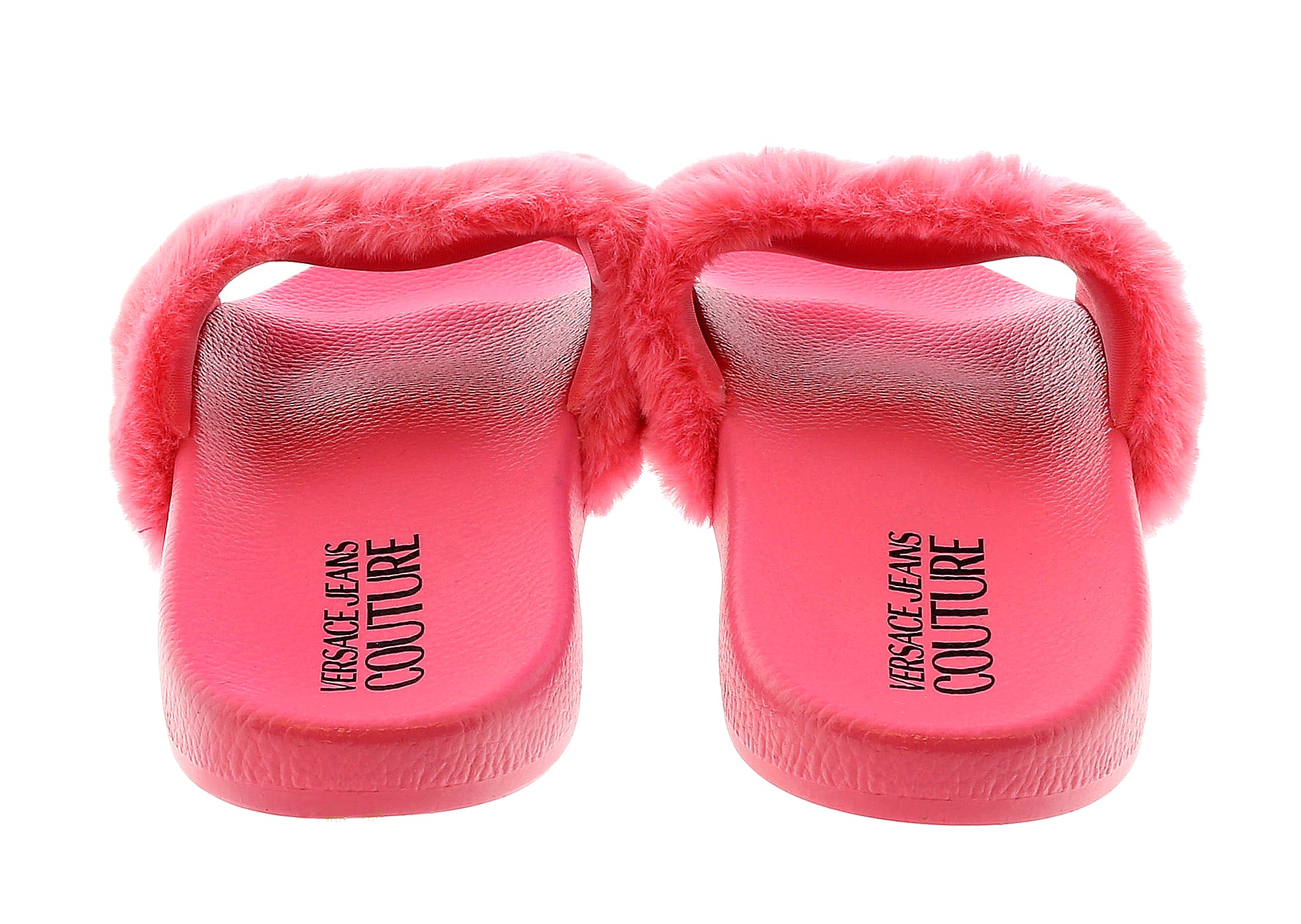Versace Jeans Couture Rose Faux Fur Signature Slides-