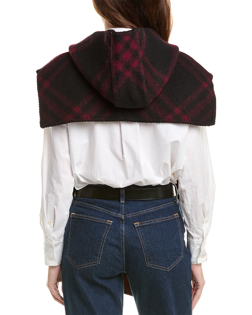 Burberry Check Wool & Leather Cape