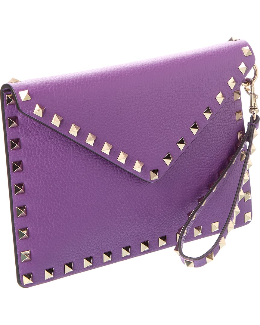 Valentino Rockstud Grainy Leather Pouch