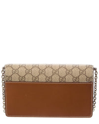 Gucci Gucci Gg Emblem Gg Supreme Canvas & Leather Wallet On Chain