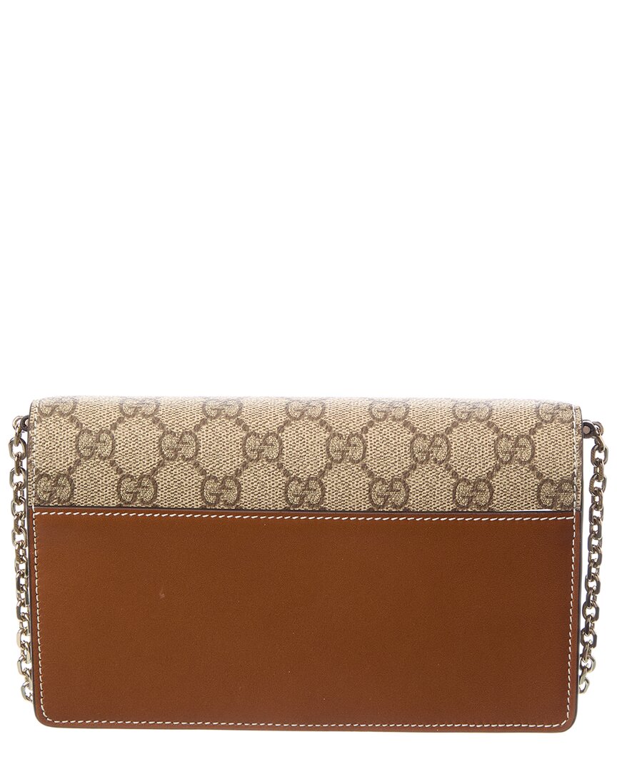 Gucci Gucci Gg Emblem Gg Supreme Canvas & Leather Wallet On Chain