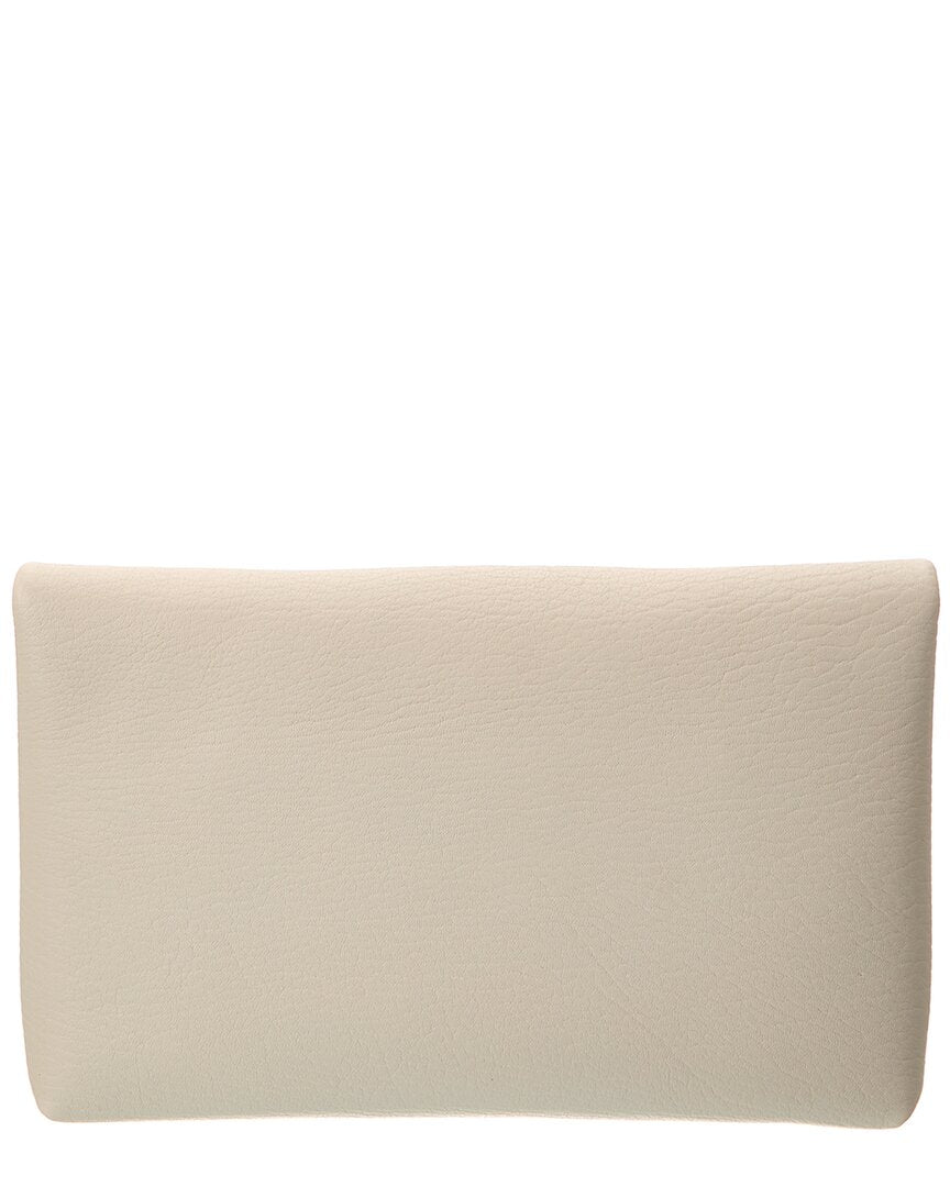 Saint Laurent Cassandre Large Leather Envelope Pouch, White