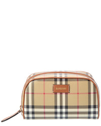 Burberry Burberry Check E-Canvas & Leather Cosmetic Case