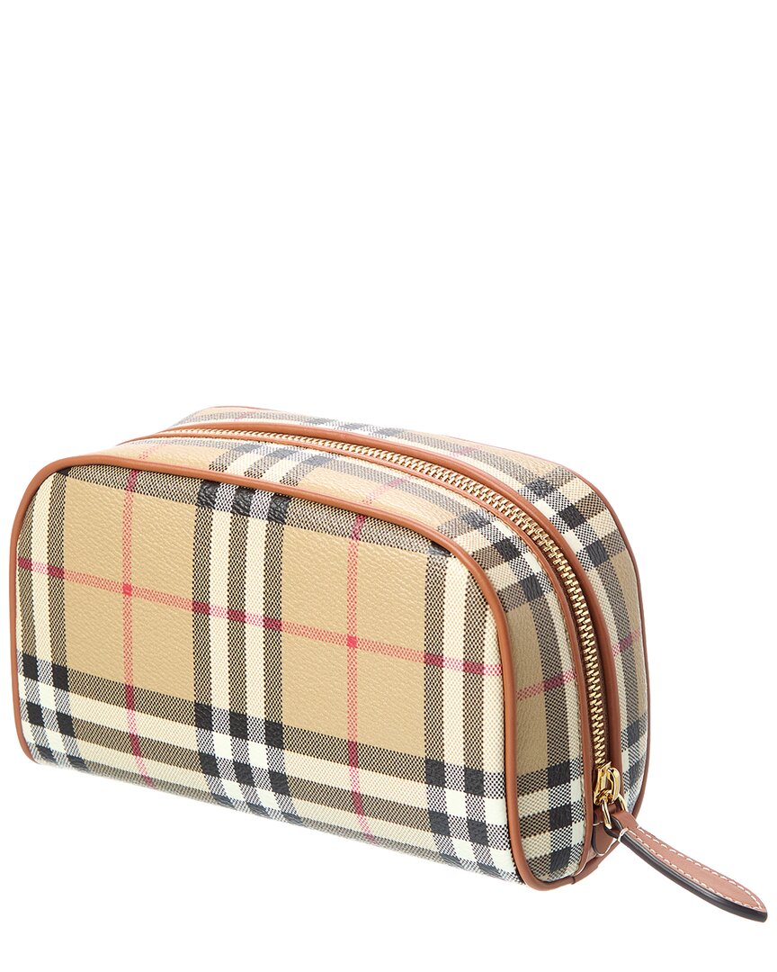 Burberry Burberry Check E-Canvas & Leather Cosmetic Case